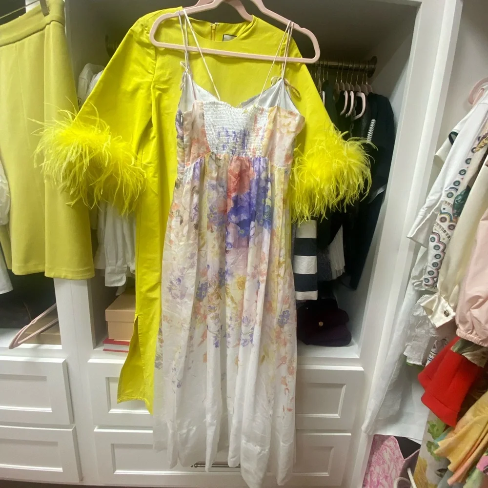 En Saison Pastel Floral Slip Dress in White, Lavender & Yellow - Picture 3 of 3